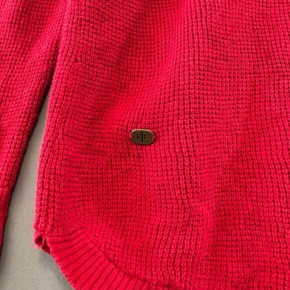 Lauren Ralph Lauren Knit Red Sweater Size 1X Cotton Blend Mock Neck - Picture 2 of 12